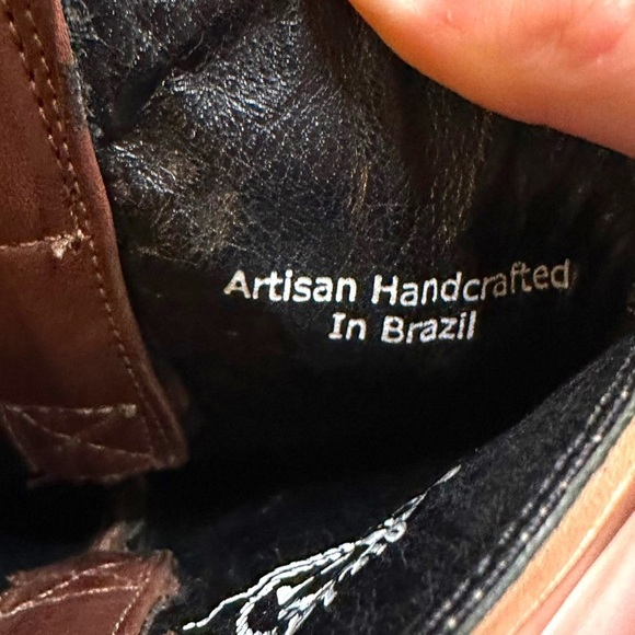 Lucchese Charlie 1 Horse Brown Pink Pointed Toe Heeled Cowboy Boots Size 7 - Picture 4 of 10